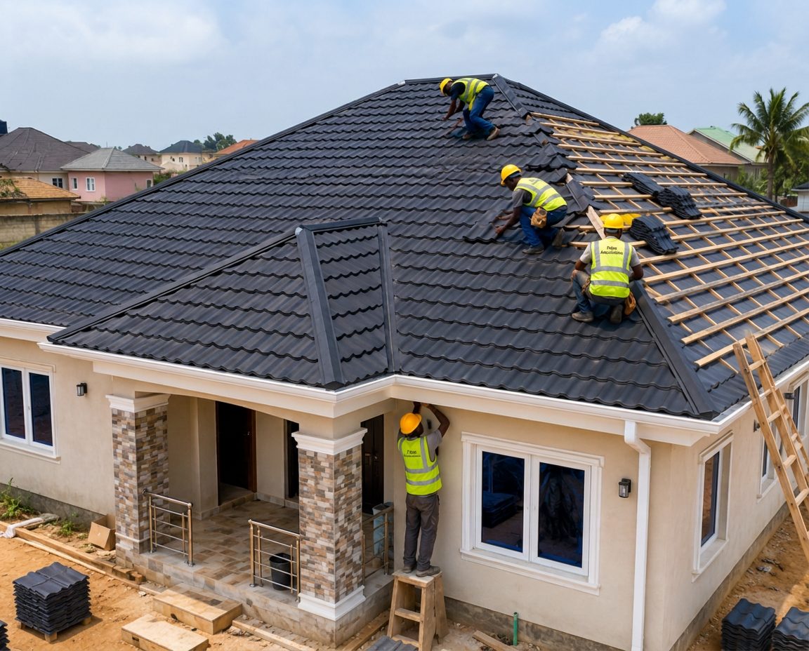 Fabs Associates workers installing a roof on a residential bungalow